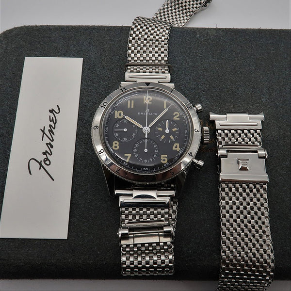 Forstner Komfit JB Wide Horned Stainless Steel Mesh Watch Bracelet | Holbens