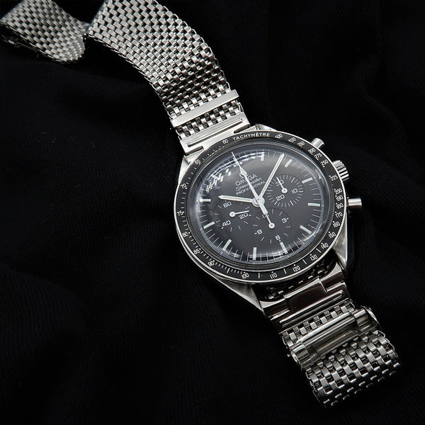 Forstner Komfit JB Wide Horned Stainless Steel Mesh Watch Bracelet | Holbens