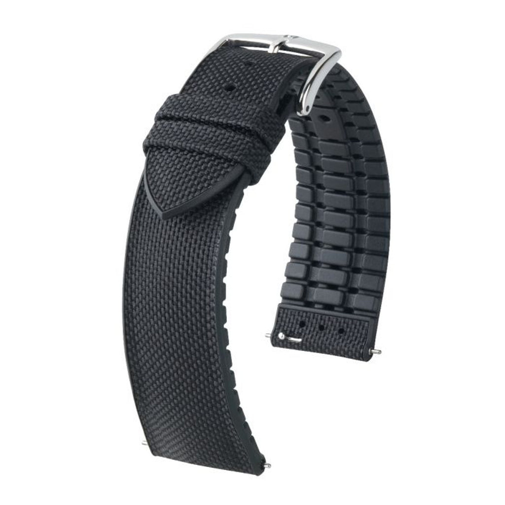 Hirsch Arne Black Sailcloth Vegan Quick-Release Watch Strap