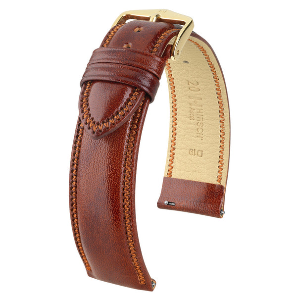 Hirsch Ascot Gold Brown English Leather Watch Strap | Holben's