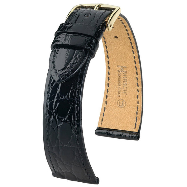 Hirsch Genuine Croco Black Crocodile Leather Watch Strap | Holben's