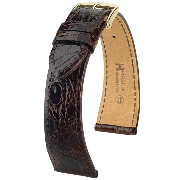 Hirsch Genuine Croco Brown Crocodile Leather Watch Strap | Holben's