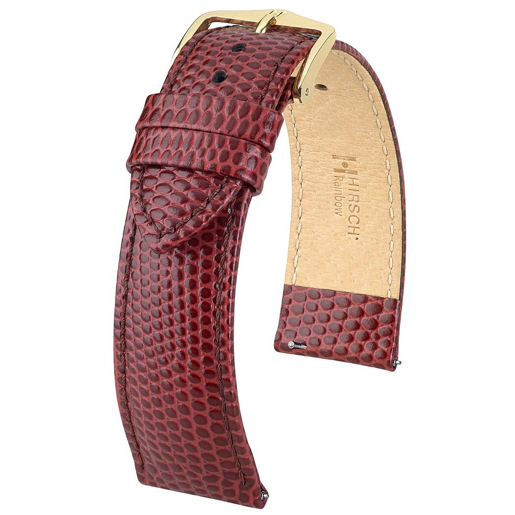 Hirsch Rainbow Burgundy Lizard-Grain Leather Watch Strap | Holben's