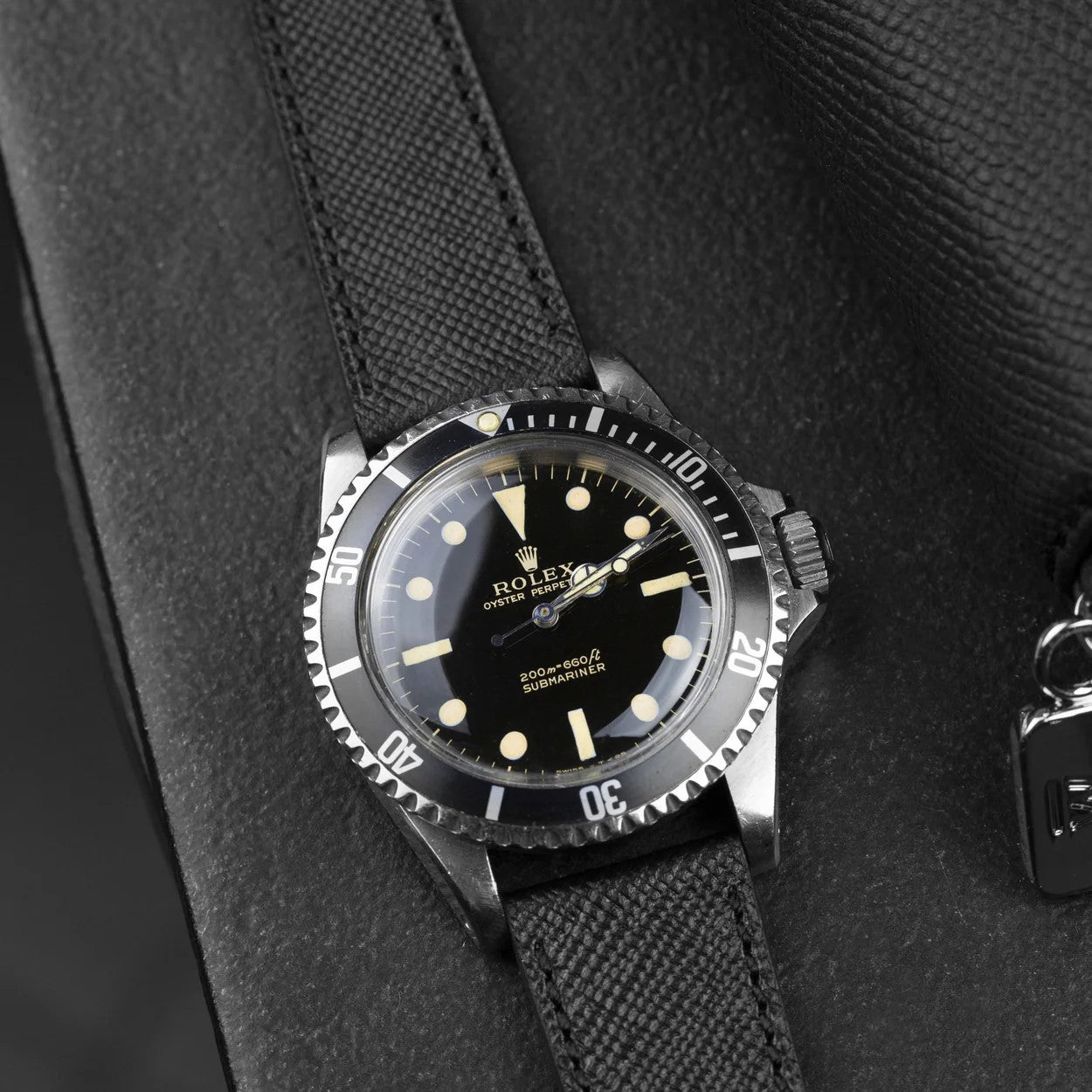 Molequin Midnight Black Saffiano Leather Watch Strap | Holben's