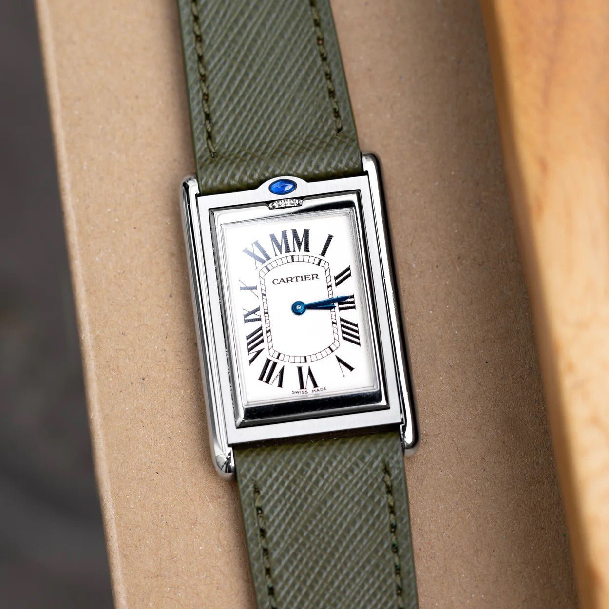Molequin Military Green Saffiano Leather Watch Strap | Holben's