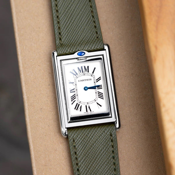 Molequin Military Green Saffiano Leather Watch Strap | Holben's