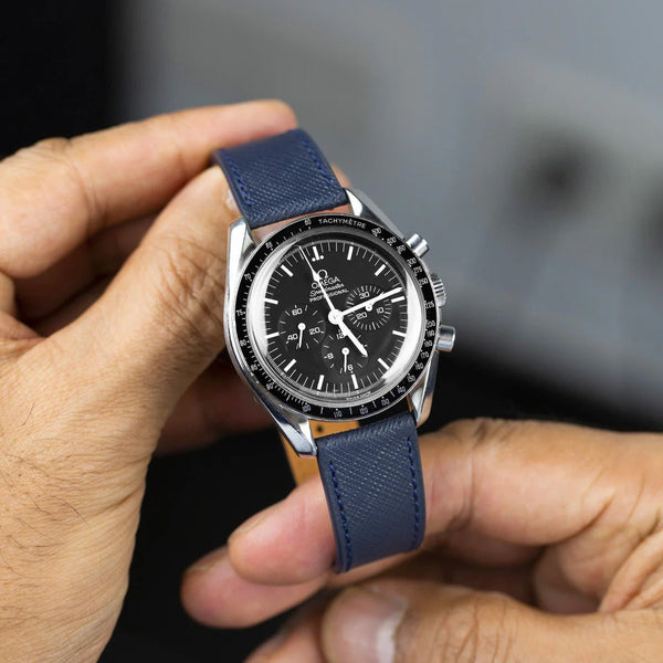 Molequin Oxford Blue Saffiano Leather Watch Strap | Holben's