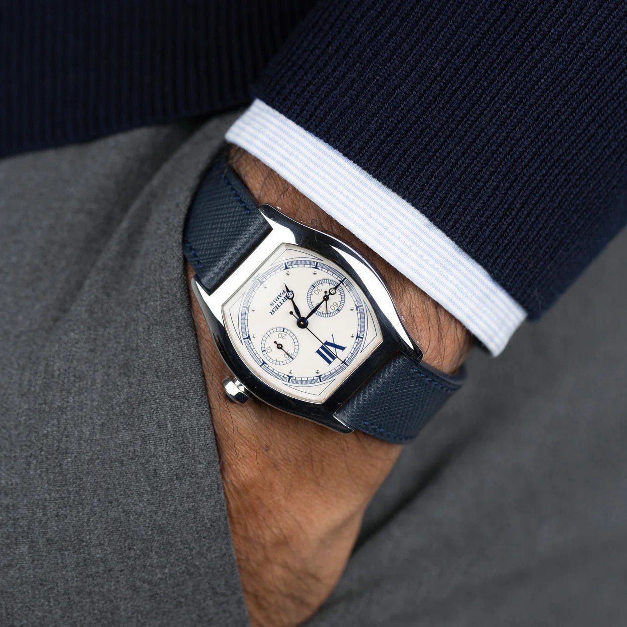 Molequin Oxford Blue Saffiano Leather Watch Strap | Holben's