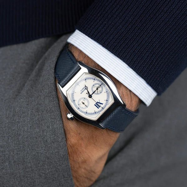 Molequin Oxford Blue Saffiano Leather Watch Strap | Holben's