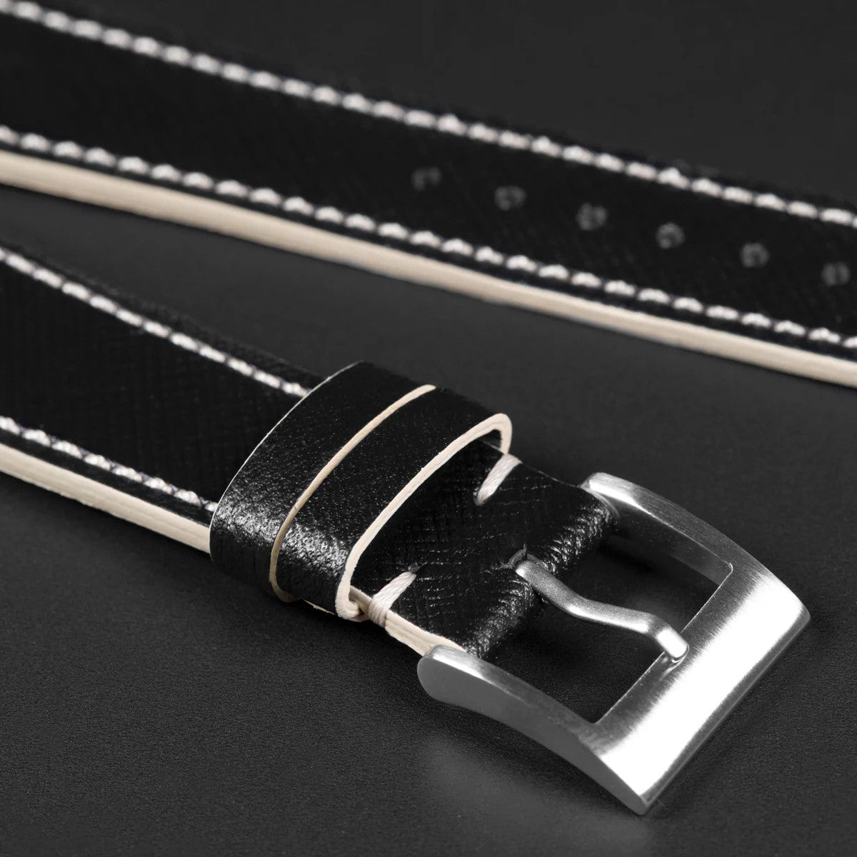 Molequin Midnight Black Two Tone Saffiano Leather Watch Strap | Holben's