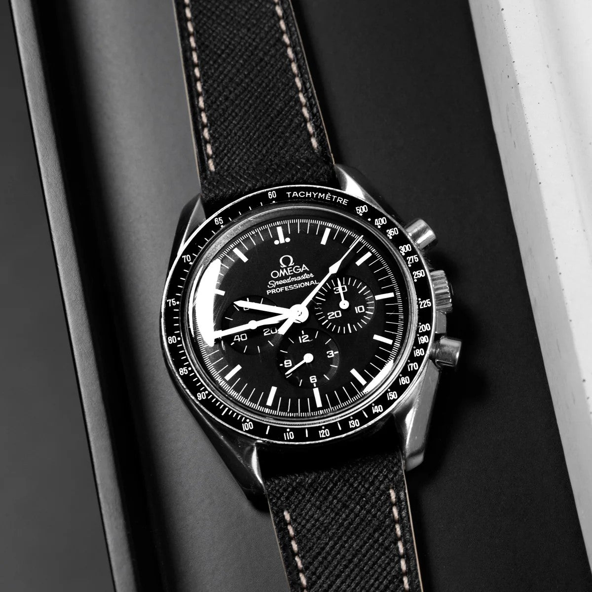 Molequin Midnight Black Two Tone Saffiano Leather Watch Strap | Holben's