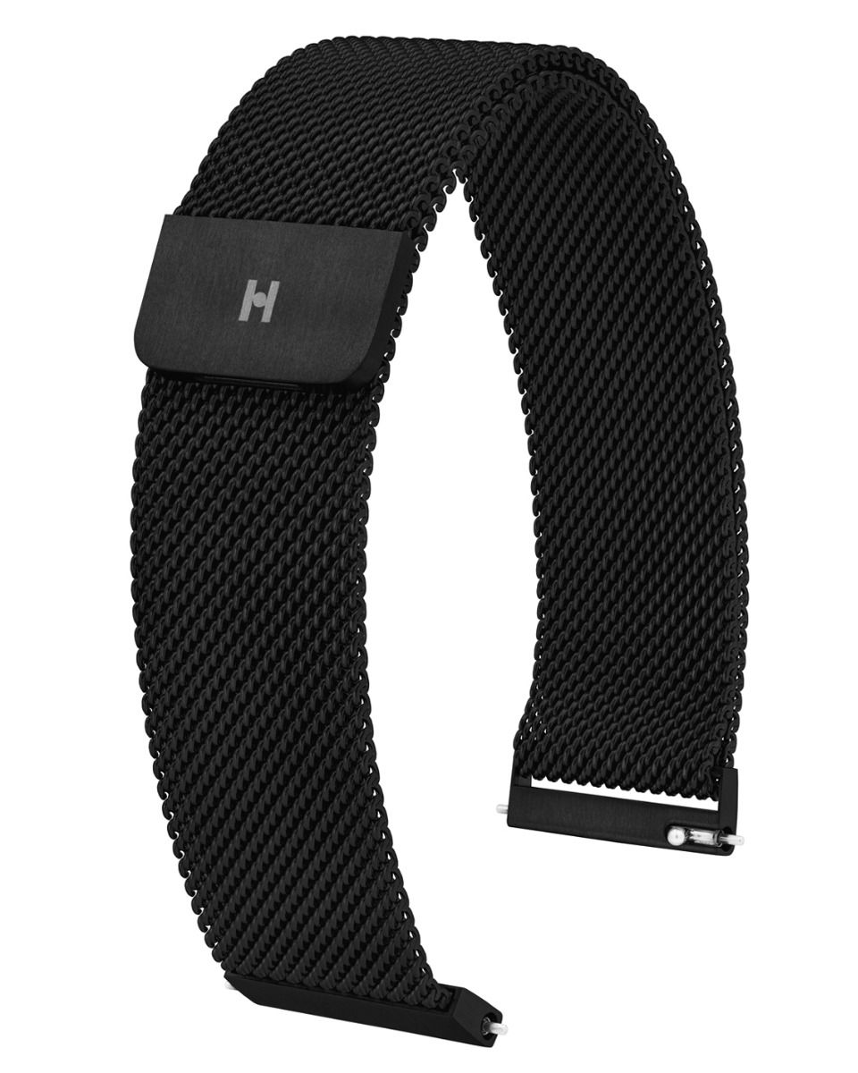 Hirsch Milanaise Black Stainless Steel Mesh Watch Bracelet - Holben's
