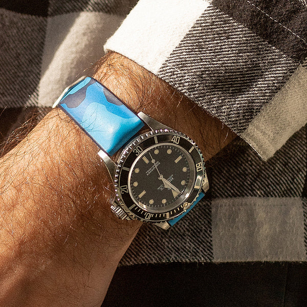 Hirsch John Blue Camo Watch Strap—Holben's Fine Watch Bands