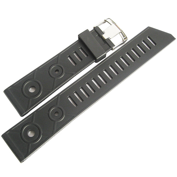 Bonetto Cinturini 281 Black Rubber Watch Strap - Holben's Fine Watch Bands