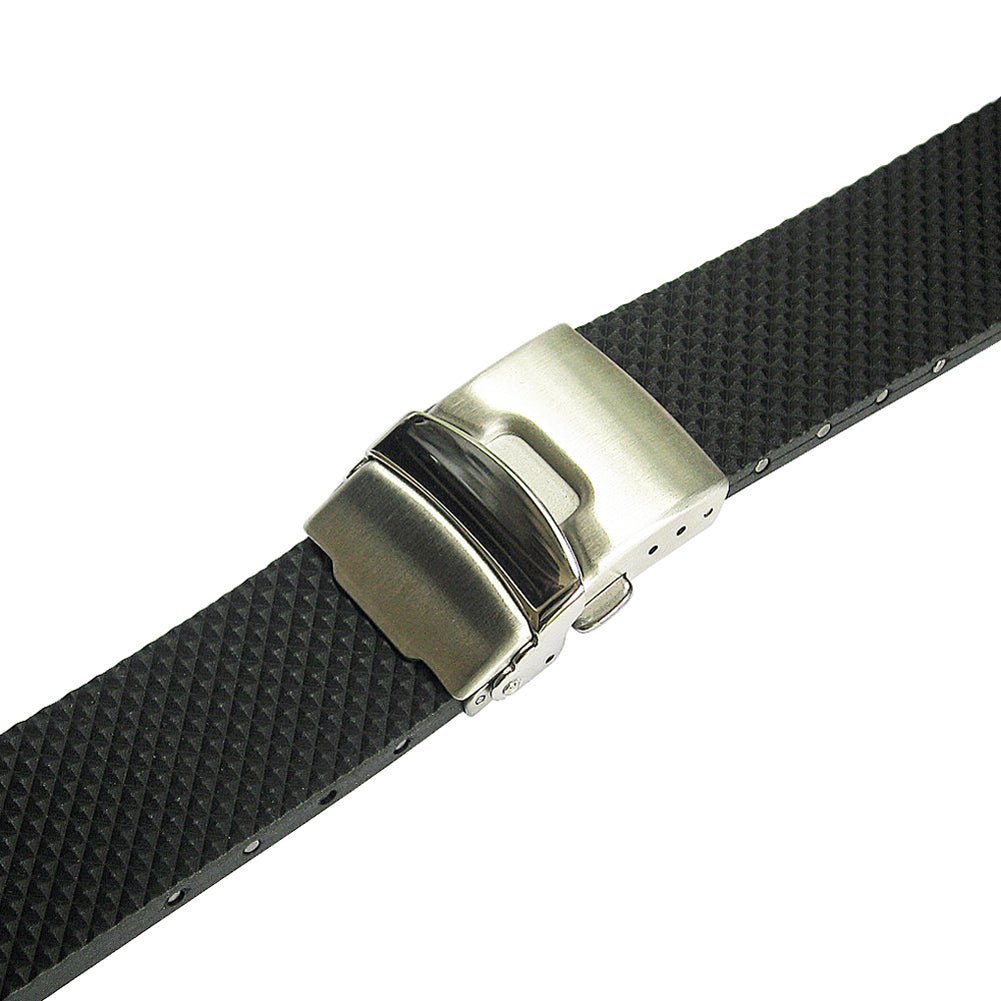 Bonetto Cinturini 300D Black Rubber Watch Strap - Holben's