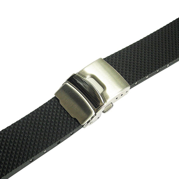 Bonetto Cinturini 300D Black Rubber Watch Strap - Holben's