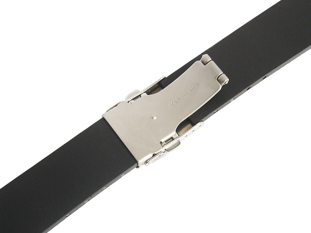 Bonetto Cinturini 300D Black Rubber Watch Strap - Holben's