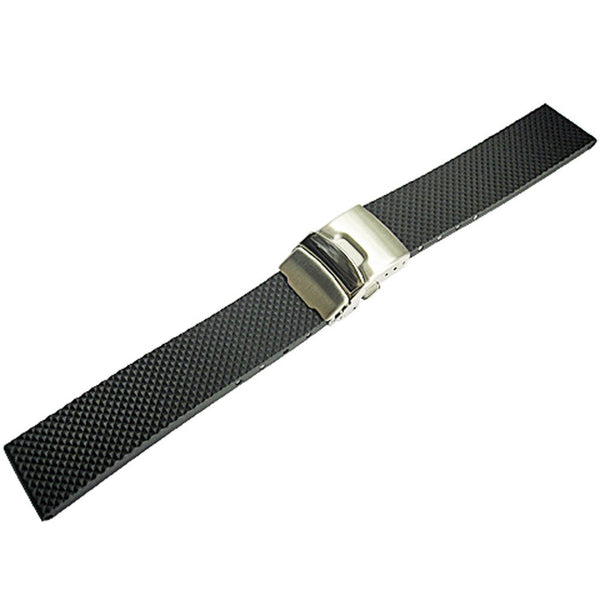 Bonetto Cinturini 300D Black Rubber Watch Strap - Holben's