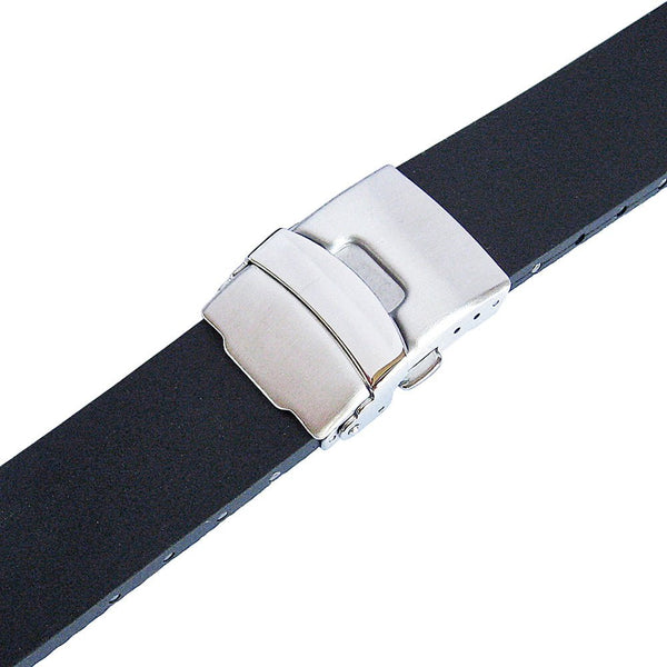 Bonetto Cinturini 300L Black Rubber Watch Strap-Holben's