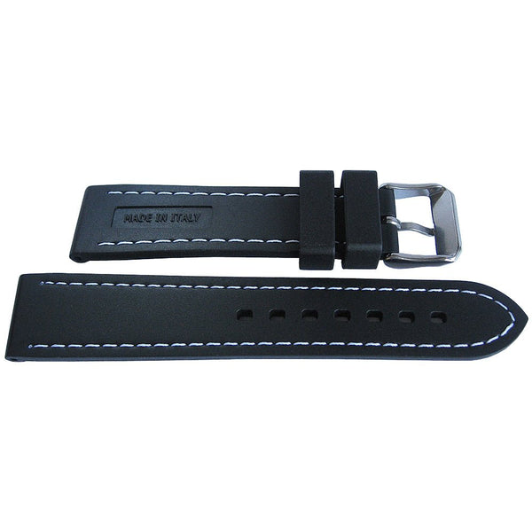 Bonetto Cinturini 325 Black Rubber Watch Strap - Holben's