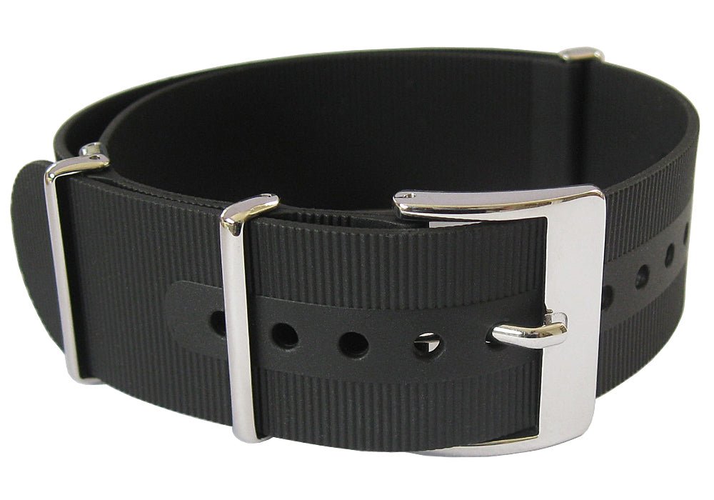 Bonetto Cinturini 328 Black Rubber NATO Watch Strap - Holben's