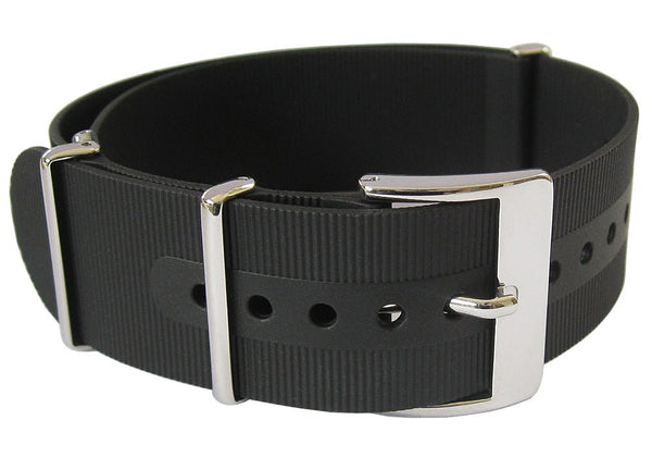 Bonetto Cinturini 328 Black Rubber NATO Watch Strap - Holben's
