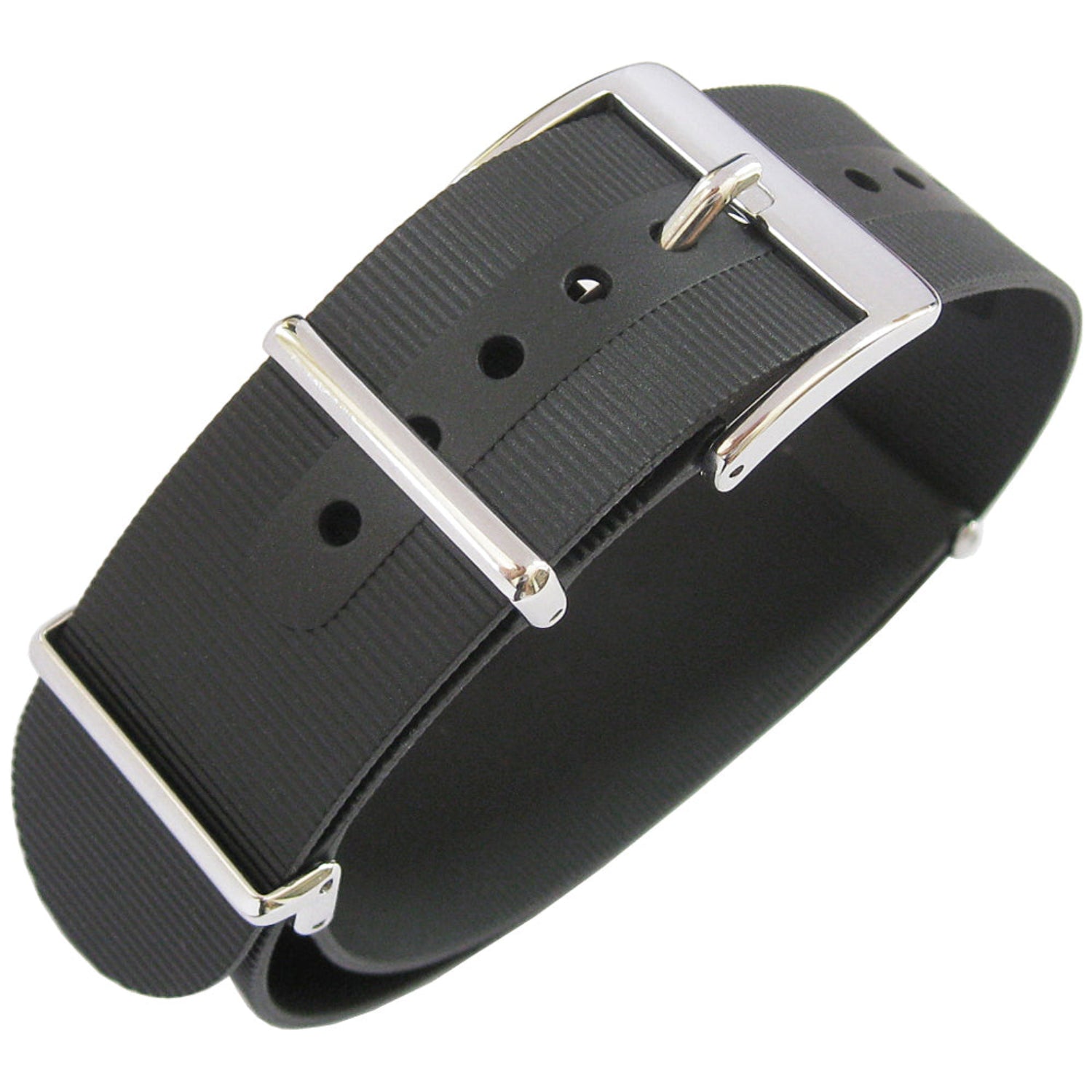 Bonetto Cinturini 328 Black Rubber NATO Watch Strap - Holben's