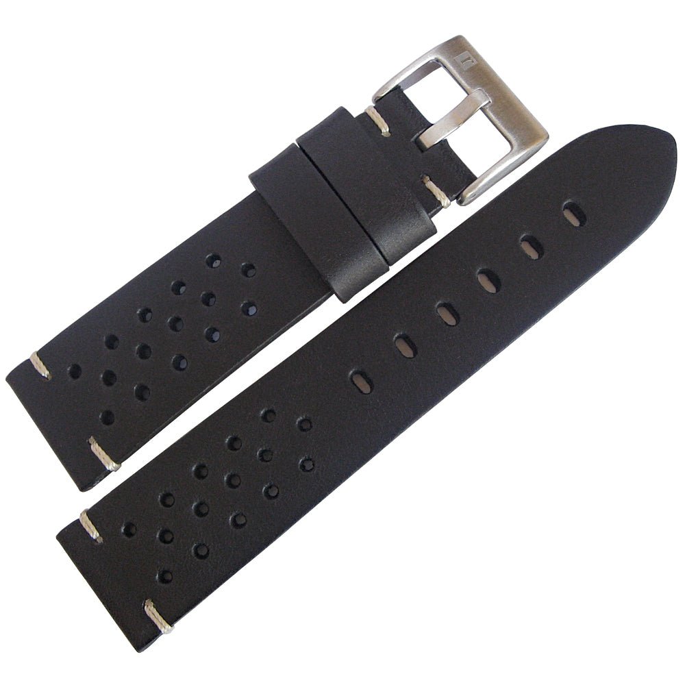 ColaReb Racing Black Leather Watch Strap - Holben's