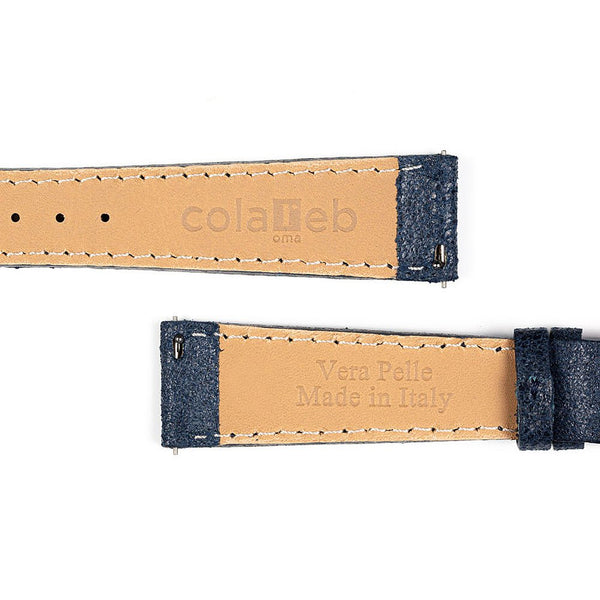 ColaReb Spoleto Stitching Blue Leather Watch Strap - Holben's