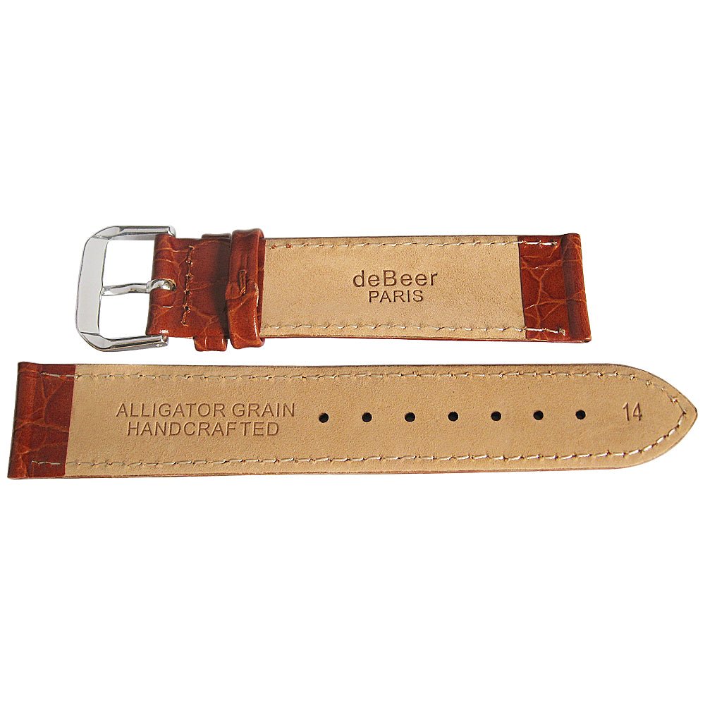DeBeer Alligator-Grain Leather Watch Strap Havana-Holben's
