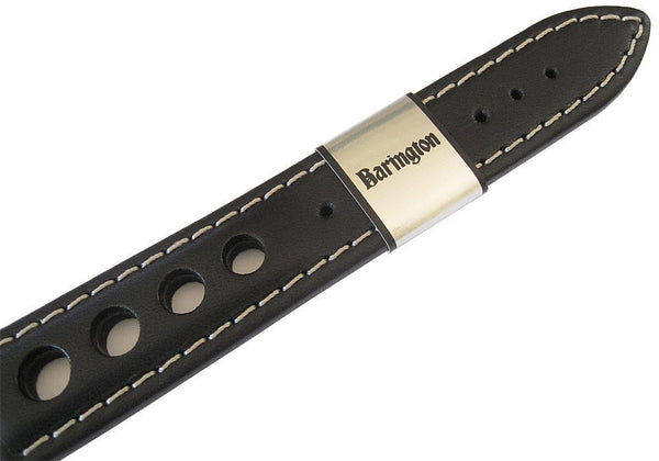 Eulit Racing Leather Watch Strap Black Contrast-Stitch-Holben's