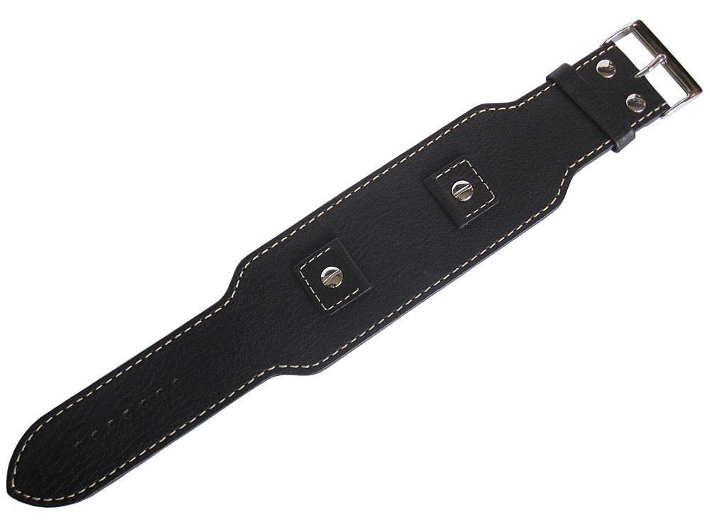 Eulit Riveted Buffalo Cuff Leather Watch Strap Black-Holben's