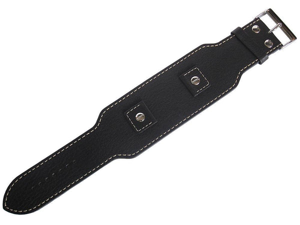 Eulit Riveted Buffalo Cuff Leather Watch Strap Black-Holben's
