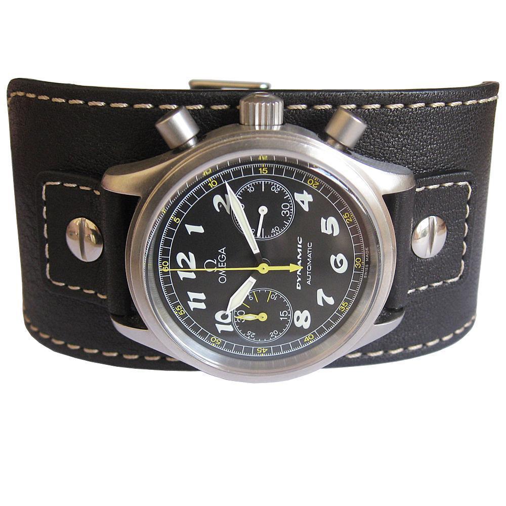 Eulit Riveted Buffalo Cuff Leather Watch Strap Black-Holben's