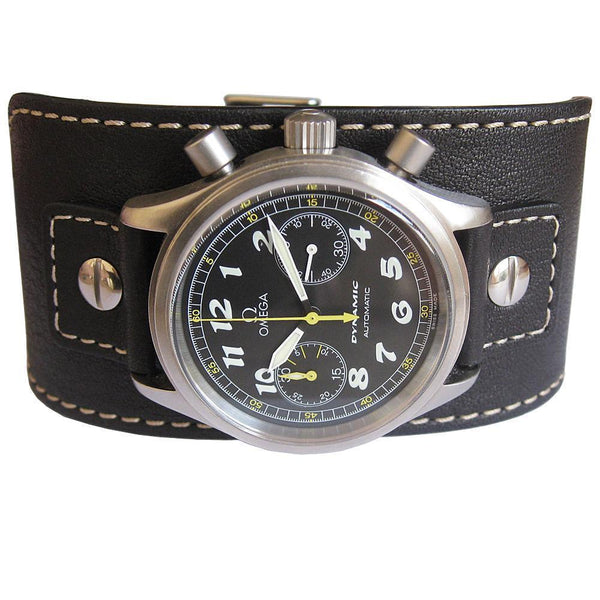 Eulit Riveted Buffalo Cuff Leather Watch Strap Black-Holben's