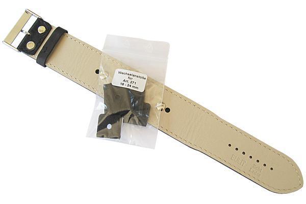 Eulit Riveted Buffalo-Grain Cuff Leather Watch Strap Black-Holben's Fine Watch Bands