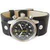 Eulit Riveted Buffalo-Grain Cuff Leather Watch Strap Black-Holben's
