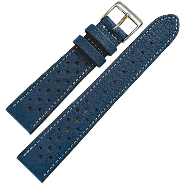 Fluco Biarritz Racing Blue Goatskin Leather Watch Strap | Holben's