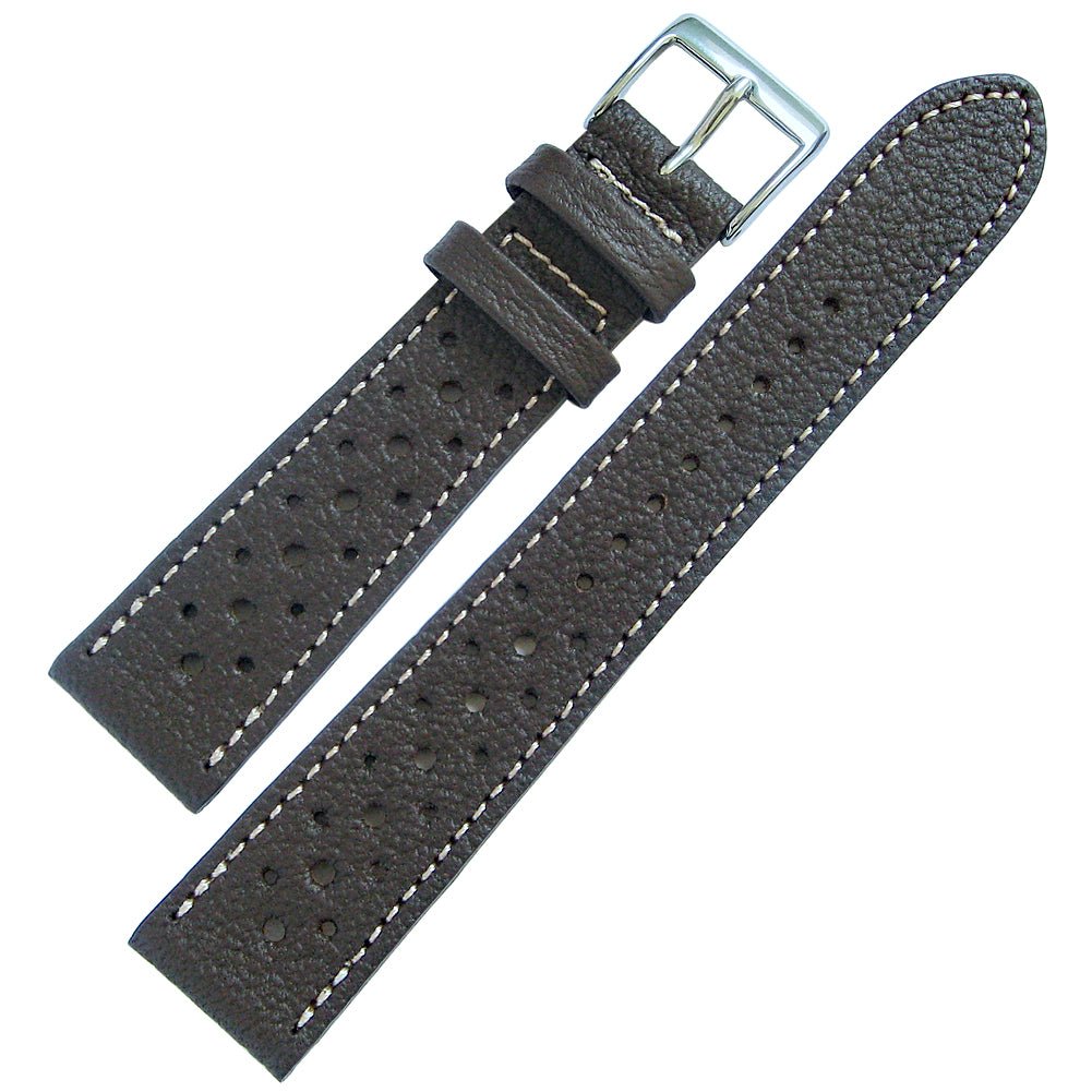 Fluco Biarritz Racing Brown Goatskin Leather Watch Strap | Holben's