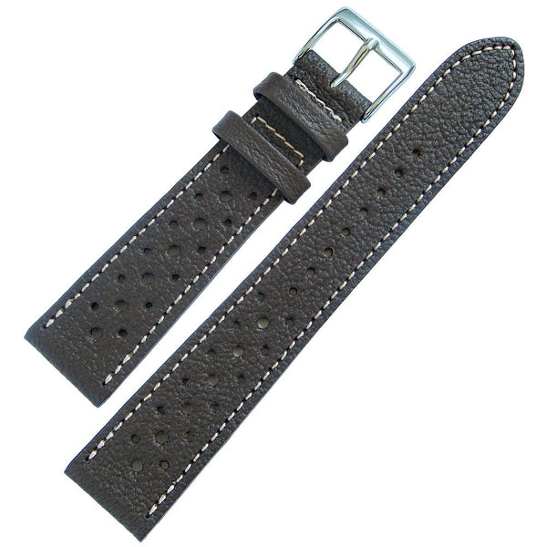 Fluco Biarritz Racing Brown Goatskin Leather Watch Strap | Holben's