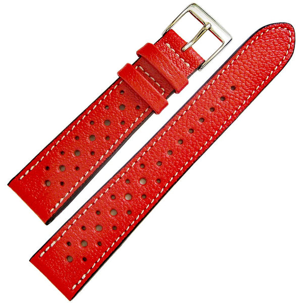 Fluco Biarritz Racing Red Goatskin Leather Watch Strap | Holben's
