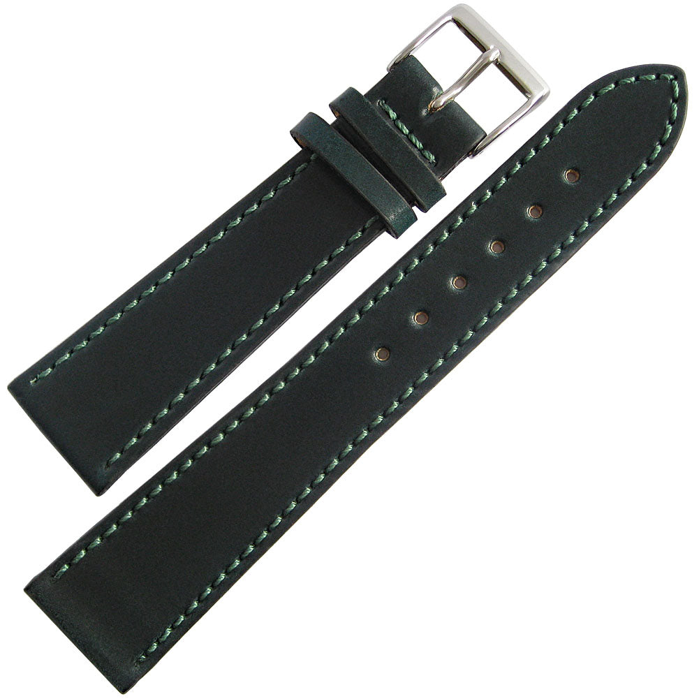 Hunter Green and White Belt Strap with Matte Black Buckle 