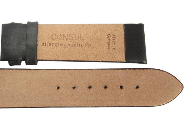 Fluco Consul Leather Watch Strap Black-Holben's