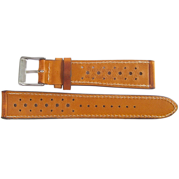 Fluco Dublin Racing Cognac Vegetable-Tanned Horween Leather Watch Strap | Holben's
