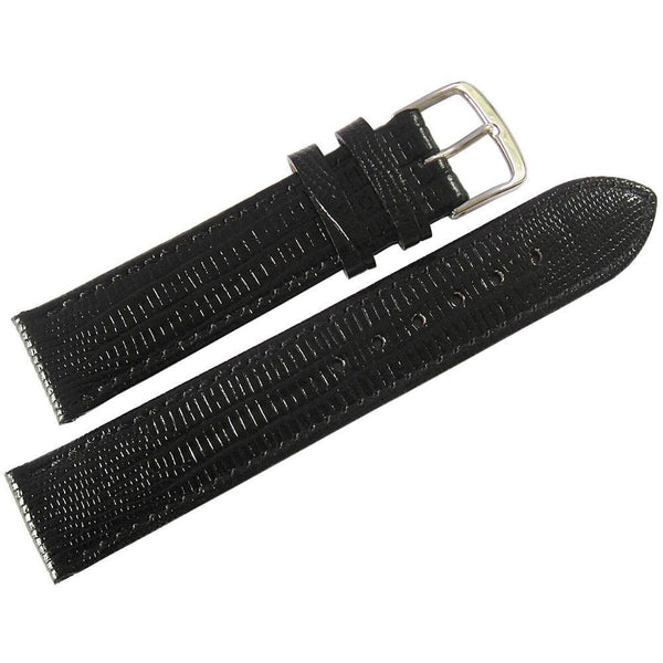 Fluco Emporio Teju Lizard-Grain Leather Watch Strap Black-Holben's