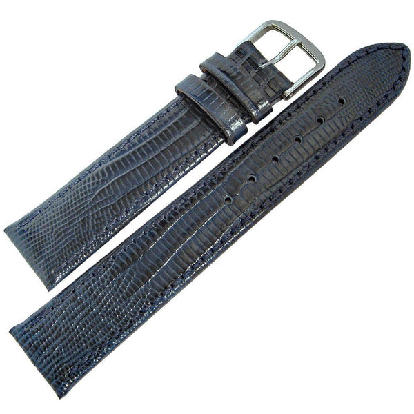 Fluco Emporio Teju Lizard-Grain Leather Watch Strap Blue-Holben's