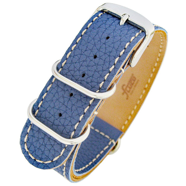 Fluco Finest Blue NATO Leather Watch Strap - Holben's
