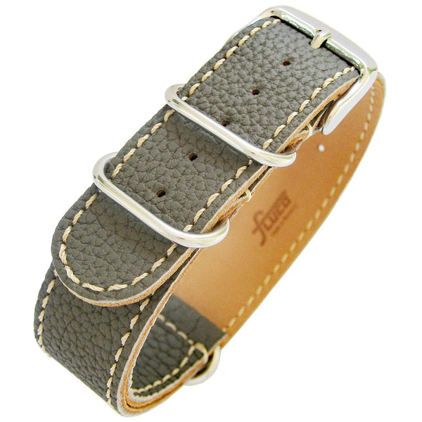 Fluco Finest Grey NATO Leather Watch Strap - Holben's