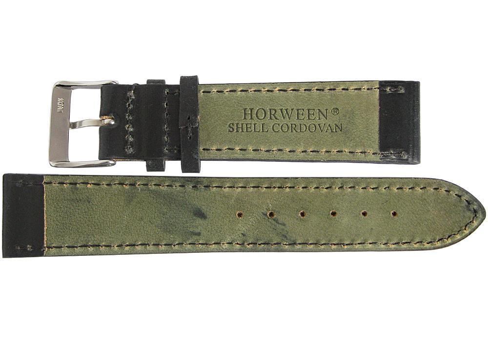 Fluco Horween Shell Cordovan Leather Watch Strap Black-Holben's