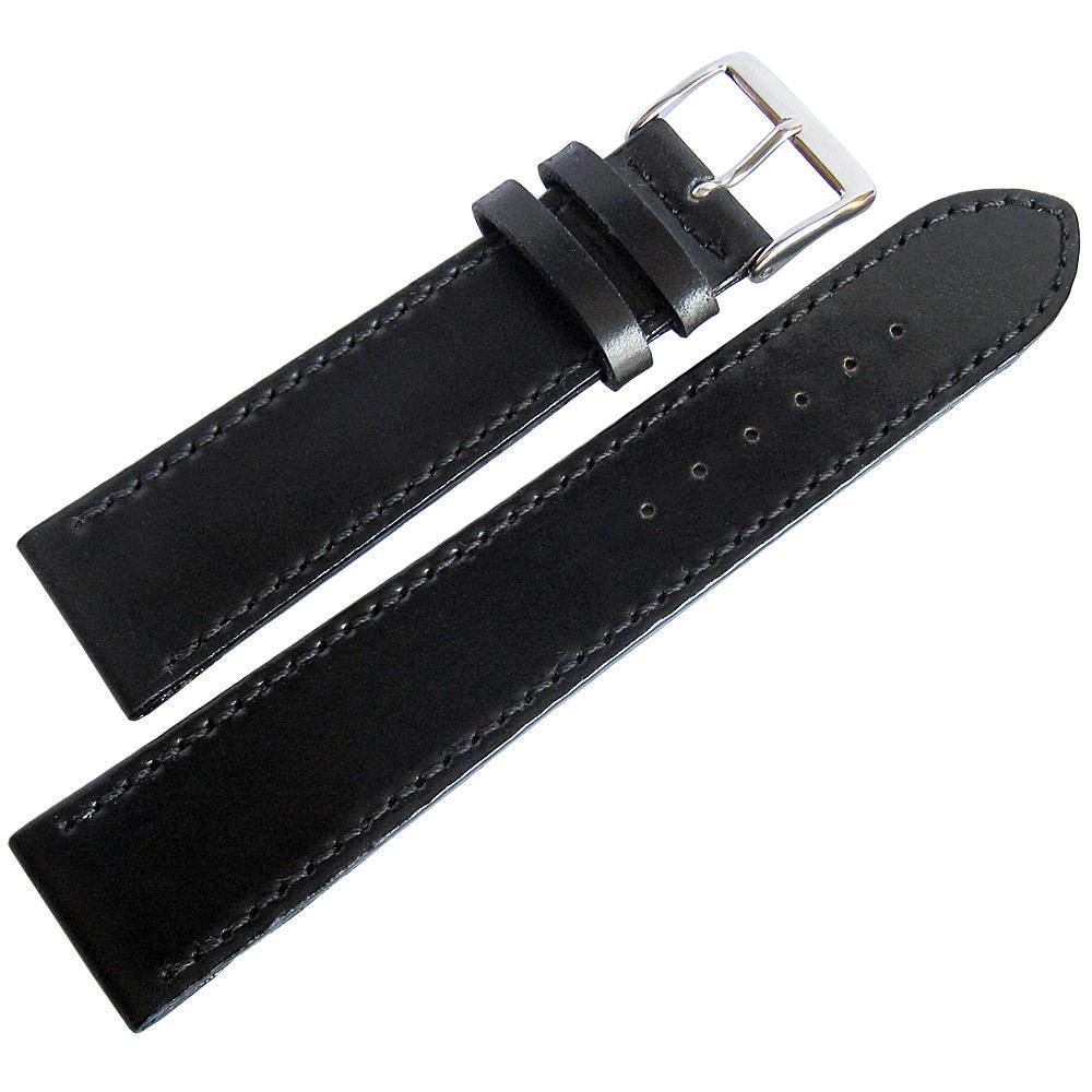 Fluco Horween Shell Cordovan Leather Watch Strap Black-Holben's